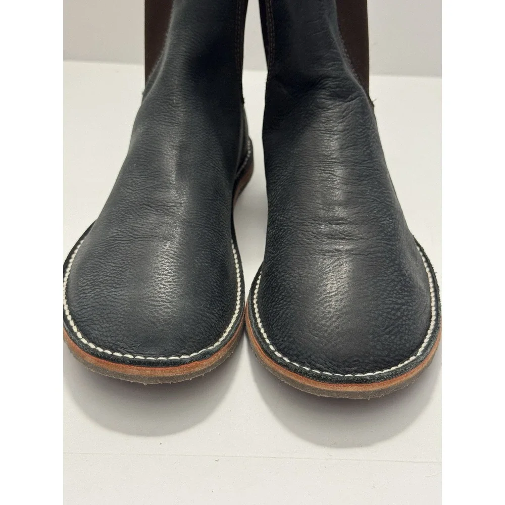 NWOB Davinci Men's Size 10 Navy Blue Leather Handmade Pull On Chelsea Boots